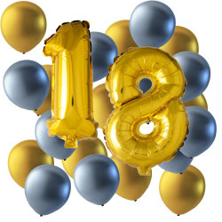 Ballonger Jubileum 18 Års Dag Födelsedag Guld Silver 1 Set multifärg