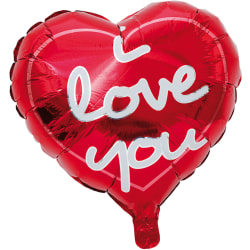 Ballong hjärtformad med texten "I Love You" Röd