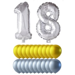 Ballonger födelsedagsmix siffror och runda ballonger MultiColor 18