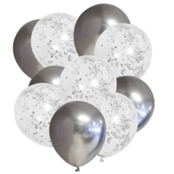 Chrome Ballonger Konfetti Kalas Fest Födelsedag Nyår Årsdagar Silverkrom