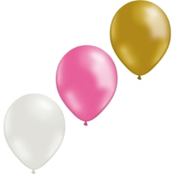 Ballonger mix 24-pack 8 Guld, 8 Vita och 8 Rosa 30 cm (12 tum) multifärg