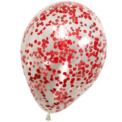 Punaiset konfetti-ilmapallot 6-pakkaus - Konfetti-ilmapalloilla täytetyt lateksi-ilmapallot ystävänpäivään, ystävänpäivään, syntymäpäiville ja juhliin Red