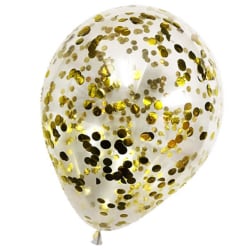 Ballonger 6-pack med konfetti i Guldfärg Guld