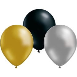 Ballonger 12-pakning blanding Gull, Sølv og Svart 30 cm Multicolor