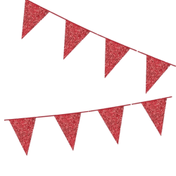 Flaggirlang | Vimpelgirlang | Vimpel Röd med Glitter - 6 m. Röd