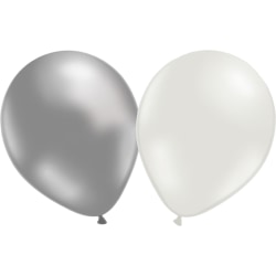Ballonger blandning Silver och Vit 30 cm 12-pack multifärg