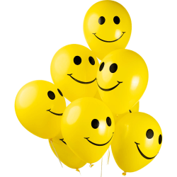 Ilmapallo keltainen Hymynaama  Smiley 6 kpl - 26 cm (10") Yellow