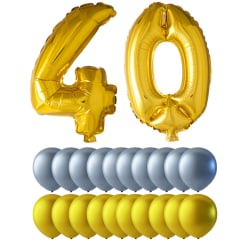 Bursdag 40 Jubileum Ballonger Gull Sølv 1 Sett Multicolor