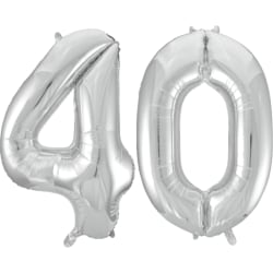 Stora 102 cm (40 ") silverfolieballonger för 16 till 60-årsdagar Silver 40