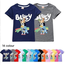 2023 Bluey Print T-shirt Kortärmad 100 % bomull T-tröjor Julklappar för barn Green 110CM 3-4Y