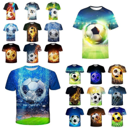 Sommar Barn Pojkar Flickor Fotboll Fotboll 3d Print T-shirt Toppar Pullover Style 01 M