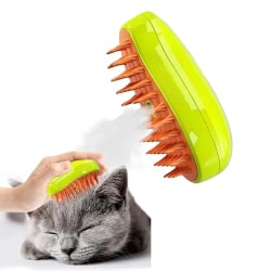 3-i-1 självrengörande kattborste - ångande massageborste för katter, rengöringsmedel och -borttagare för husdjurshår, multifunktionell hårkam för att ta bort trassligt och löst hår green