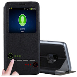 Call-ID fodral med svara funktion- Samsung Galaxy S9 Svart