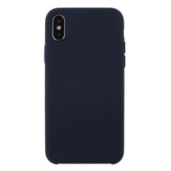 iPhone X/XS - Silicone Case - Mobilskal i silikon och fiberduk Mörkblå