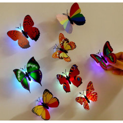 5PC självlysande fjäril Färgglad LED-lampa Nattljus Väggdekor