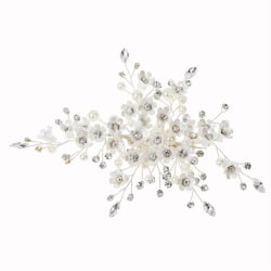 Krossad hårklämma Spännband Faux Pearls Vita blommor Hår Vävning Smycken för klänning Klänning Frisyr Göra verktyg silver