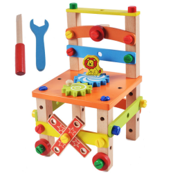 Bygg din stol Montessori-leksaker Luban-stol Set Pusselblock för barn Multicolour
