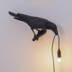 Seletti Bird Modern Italiensk Vägglampa Svart Vit Resin Ljussvart vänster
