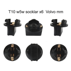 T10 w5w  socklar / adaptor  6-pack skruv socklar lamphållare Svart