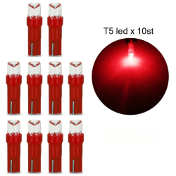 T5 röd 10-pack Led W2x4.6d W2.1.x4.9d W1.2W W2.3W 12v Röd