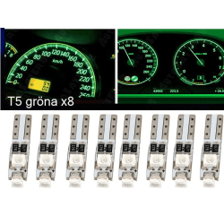 T5 Led 8-pack grön 1210smd W2x4.6d W2.1.x4.9d W1.2W W2.3W , Grön