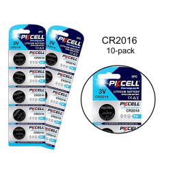 CR2016 10-pack Lithium nya batterier CR 2016 3V PKCell batteri Metall utseende