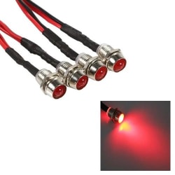 8mm röda diodlampor för infällning i panel 4-pack signallampa Röd