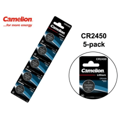 CR2450 5-pack Lithium batteri CR 2450 3V Camelion batterier