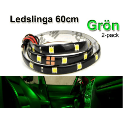 Led slinga 2x 60cm grön  5050SMD ledstripe ledslinga styling