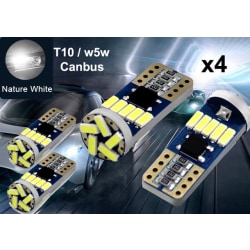 T10 w5w Canbus 6000k 4-pack Led lampor med 15st 4014smd chip Vit