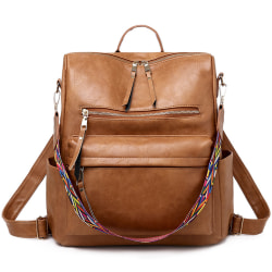 Multifunktionell mode ryggsäck för kvinnor väska brun