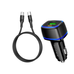 Snabb Billaddare USB C med usb-c kabel svart svart