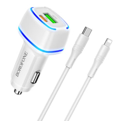 Snabb Billaddare USB C med iphone kabel vit vit
