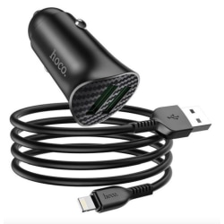 HOCO Billaddare18W 2x USB QC3.0 med iphone laddare kabel