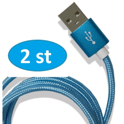 2 st 3m iphone kabel ljusblå blå