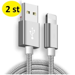 2 st  2m iphone kabel silver silver