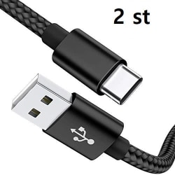 2 st 2m top kvalitet USB-C färgade kabel|svart svart