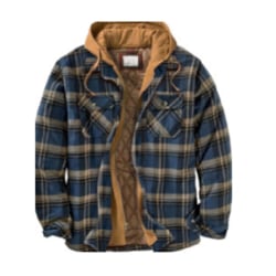 Mens Warm Quilted Lined Cotton Jackets With Hood Button Down Zipper Long Sleeve Plaid Color 28 Color 28 L