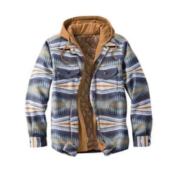 Mens Warm Quilted Lined Cotton Jackets With Hood Button Down Zipper Long Sleeve Plaid Color 25 Color 25 L