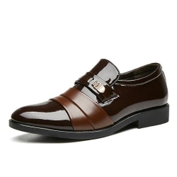 Casual för män, läderskor, spetsiga skor (storlek 43) brown 43