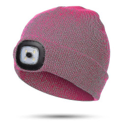 Led mössa för barn med lampa USB uppladdningsbar stickad cap(rosa rosa)