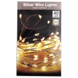 Silver Wire 40 LED slinga IP44 2m, Varmvit