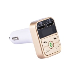 2-i-1 FM-Sändare med dubbla USB-uttag, display och knappar, Guld