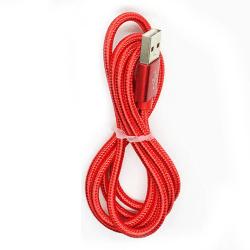 USB-C (Type-C) Hurtiglader (bruddsikker i vevd nylon) Röd