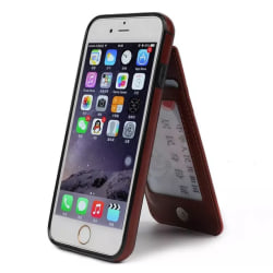 iPhone 7 Plus - Exklusivt Praktiskt Läderskal Plånbok/Kortfack Röd