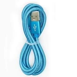 200 cm USB-C (Type-C) Hurtiglader (Shameproof i vevd nylon) Himmelsblå