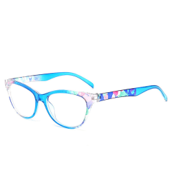 Elegante blomstrede læsebriller Blå +3,5