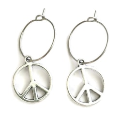 Creoles øredobber Peace Peace Symbol - 2 størrelser Silver 3cm
