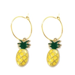 Creoler Örhängen Ananas Pineapple Frukt Fruit Hoops Ringar Gul