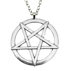 Halsband Pentagram XL Inverterat Ockultism Wicca Pagan 50 cm Silver